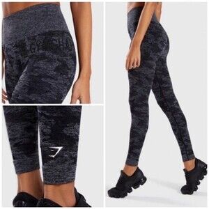 Gymshark Gray Camo Seamless Leggings Size XS Athletic Gym High Waisted